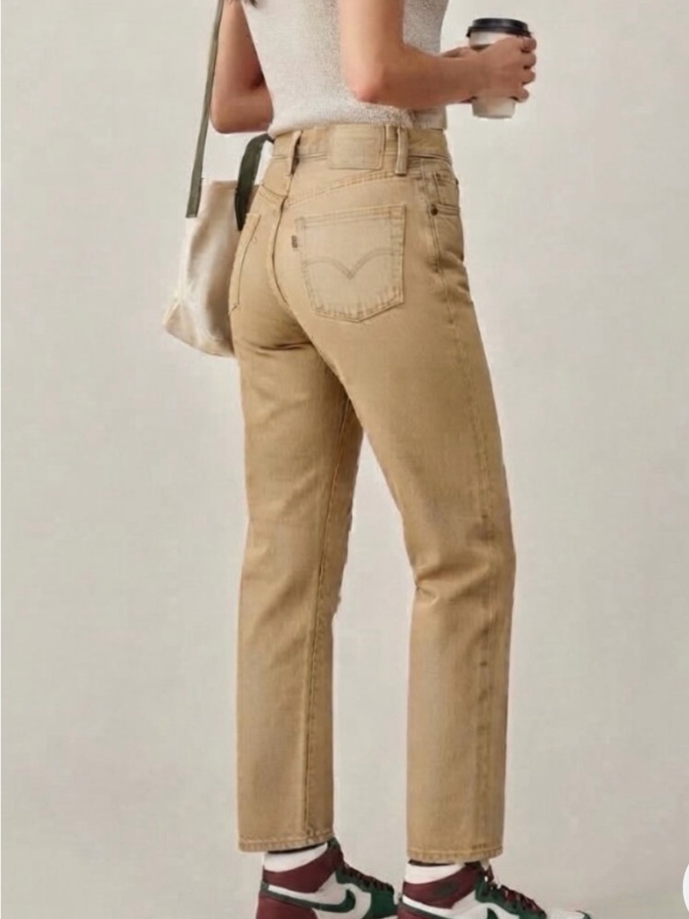 Levi's Women's 501 Straight Leg Jeans in beige Tan w25 L30